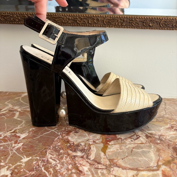 CHANEL Shoes - Chanel Black and Cream Women's Platform Heels 39